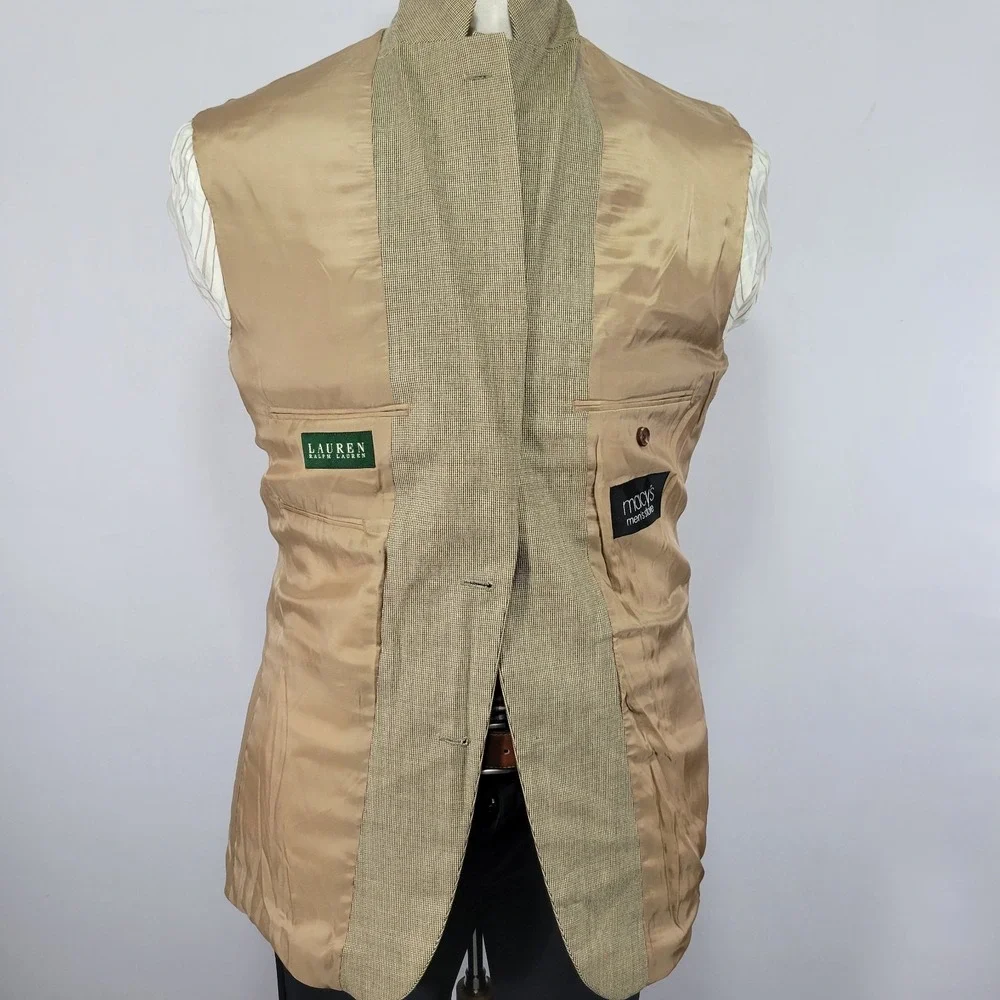 Lauren Ralph Lauren Men's Sport Coat Blazer Two Button‎ Beige Silk Wool Size 40L - Picture 13 of 14